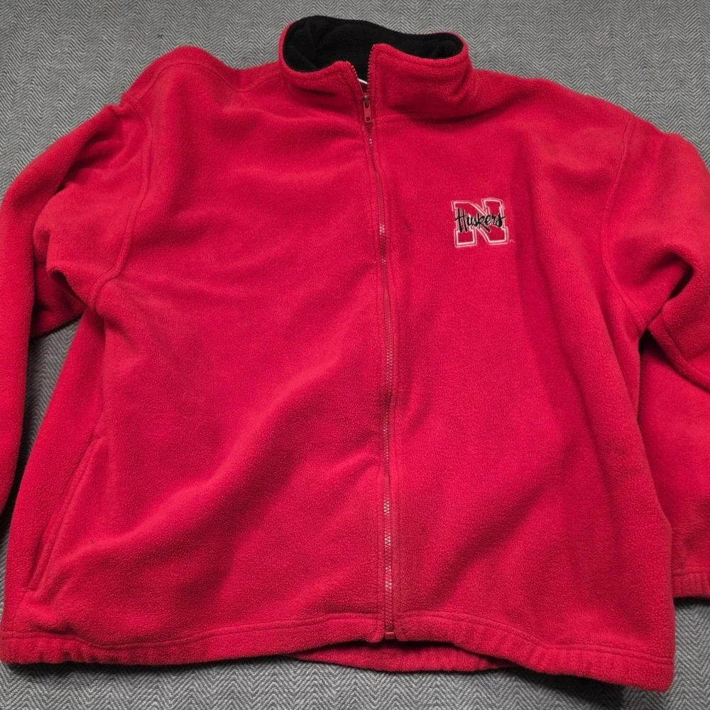 Iron Knights Athletics Nebraska Huskers Fleece Jacket Red Full Zip Mens 2XL NCAA